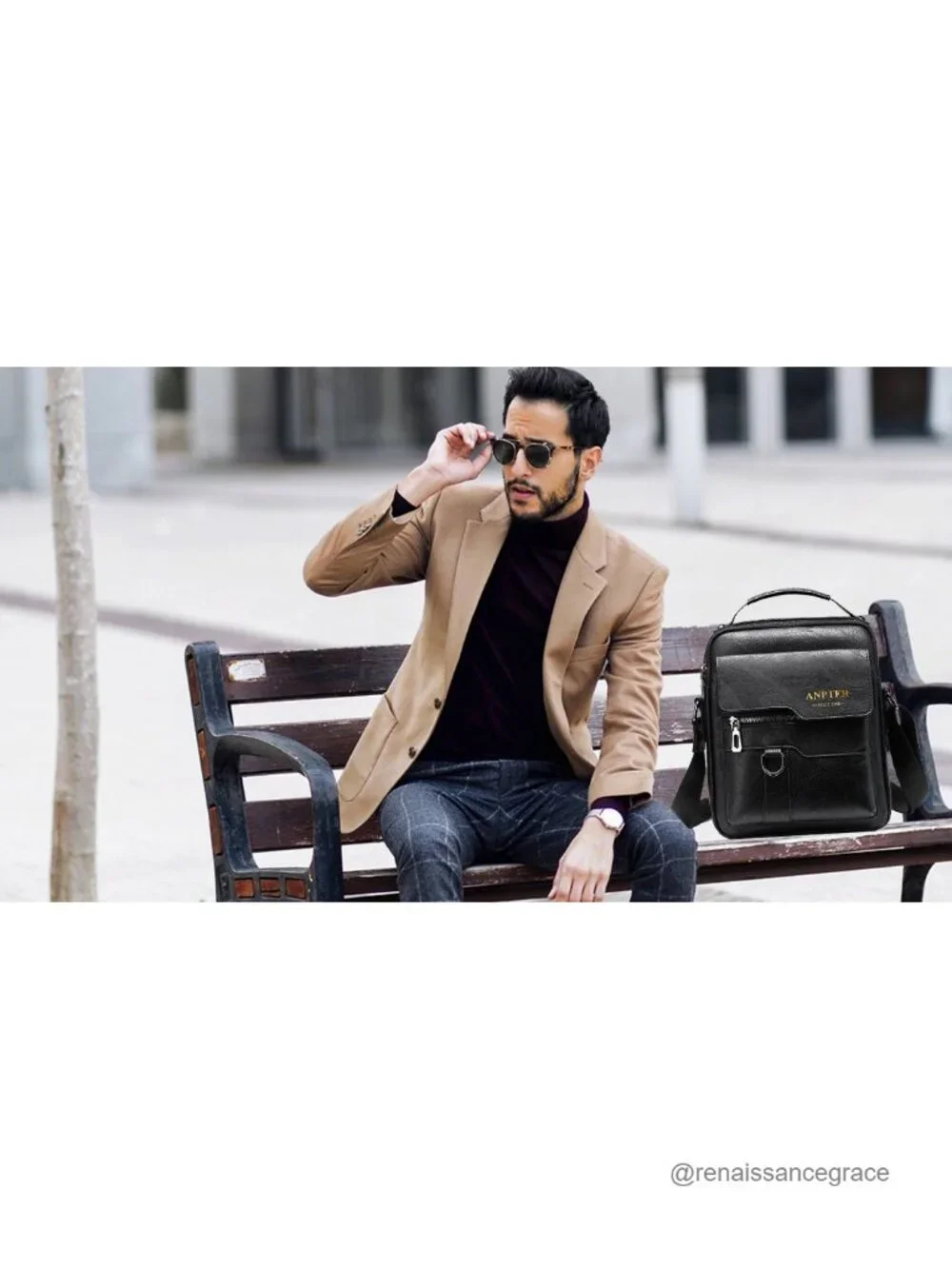 Men's PU Leather Messenger Bag Crossbody Shoulder Satchel with Adjustable Strap